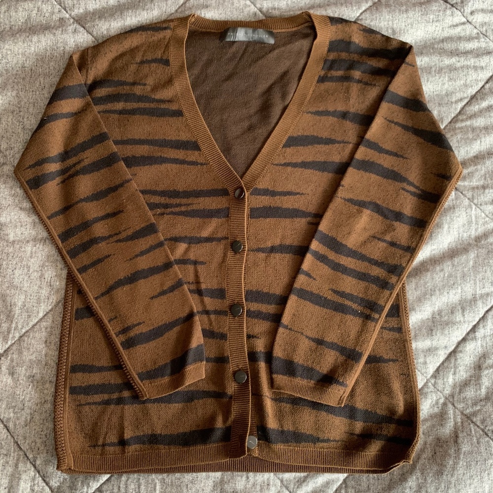 Proenza Schouler Striped Animal Print Cardigan